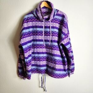 Paris Sport Club Vintage Lightweight Cowlneck Aztec Pullover-Size OSFM